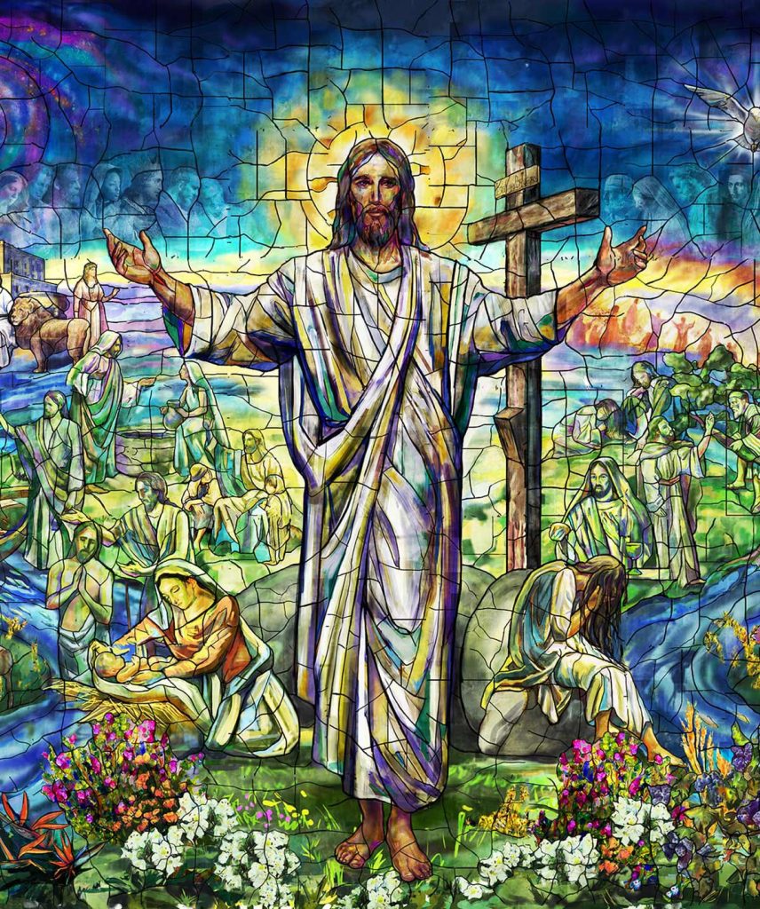 Stained glass window sacred spaces at resurrection leawood